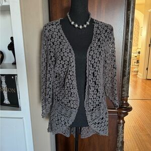 Urban Mango Gray‎ Crochet Open Cardigan